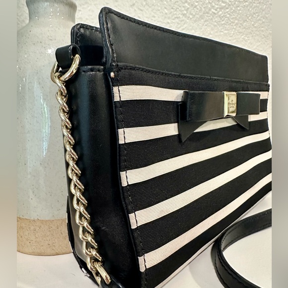 Kate Spade Angelica Black and Cream Striped Crossbody Bag - Picture 4 of 14